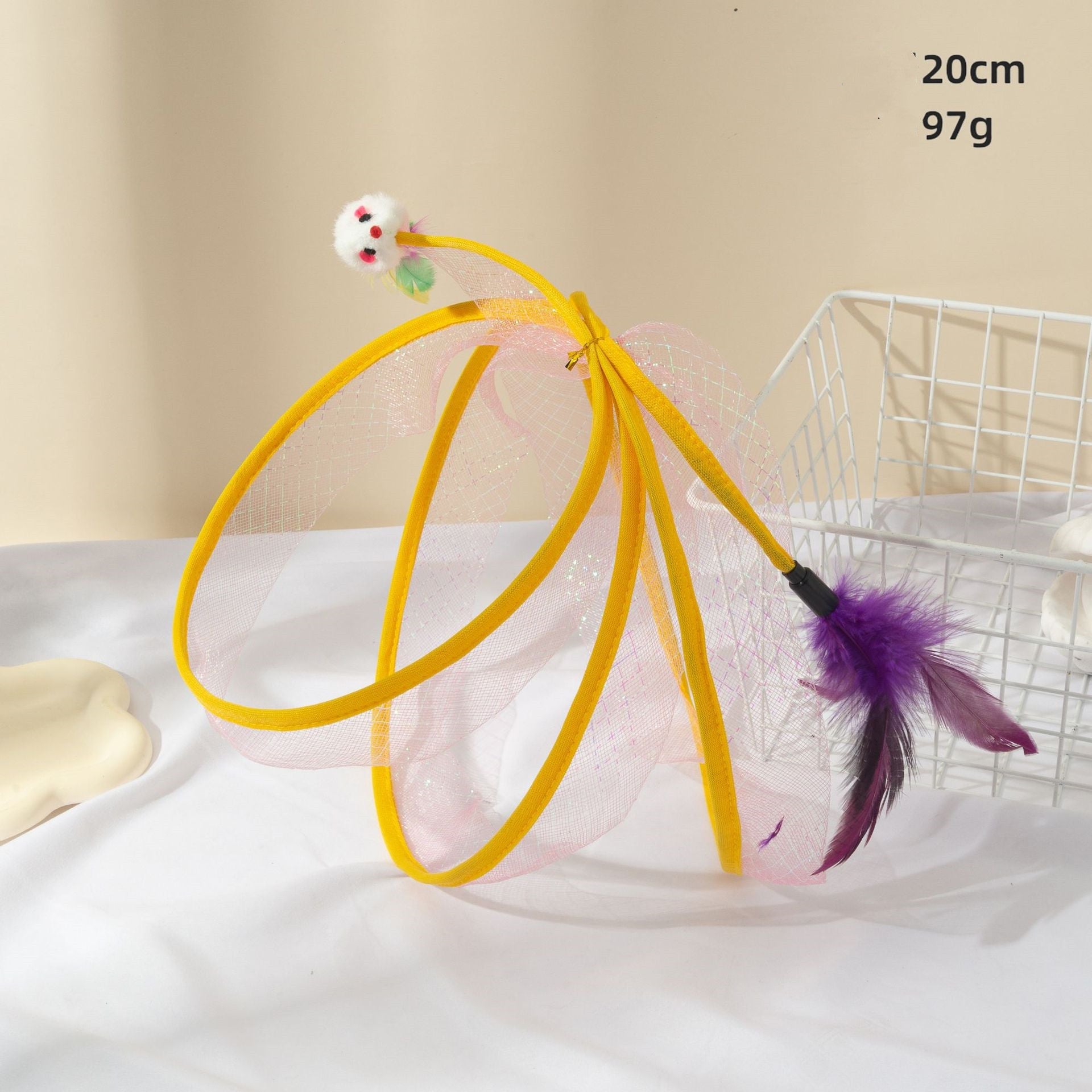 HKM-018899 Cat Tunnel with Feather Mouse - Durable, Transformable Playset for Cats - Set of 1