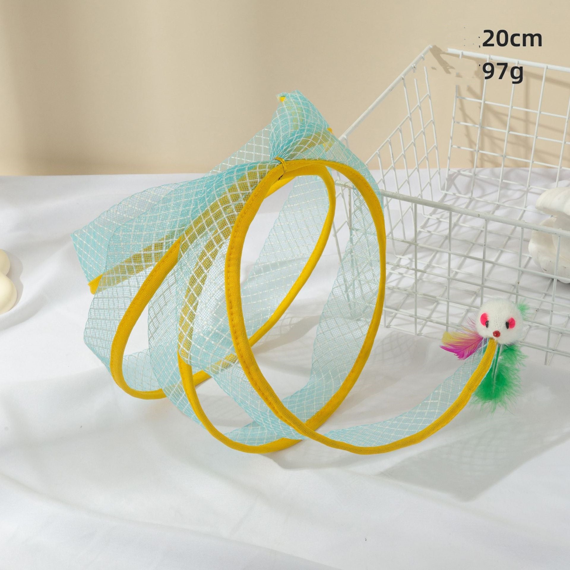 HKM-018899 Cat Tunnel with Feather Mouse - Durable, Transformable Playset for Cats - Set of 1