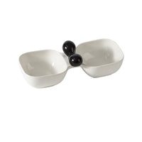HKM-019091 Ceramic Dual Pet Bowl Set for Dogs and Cats - 250ml Capacity per Side