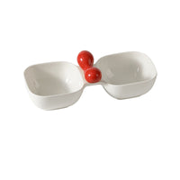 HKM-019091 Ceramic Dual Pet Bowl Set for Dogs and Cats - 250ml Capacity per Side
