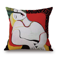 HKM-019283 Picasso-Inspired Cotton Linen Pillowcase 45x45CM