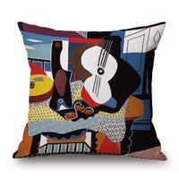 HKM-019283 Picasso-Inspired Cotton Linen Pillowcase 45x45CM