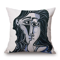 HKM-019283 Picasso-Inspired Cotton Linen Pillowcase 45x45CM