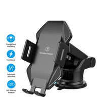 HKM-019283 Touch-Sensitive Wireless Charger for Car with Suction Cup Mount – Matte Black and Space Gray Options