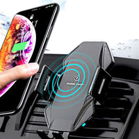 HKM-019283 Touch-Sensitive Wireless Charger for Car with Suction Cup Mount – Matte Black and Space Gray Options