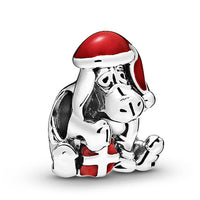 HKM-019347 Christmas Themed 925 Sterling Silver Beaded Bracelet with Santa Claus, Winnie the Pooh, Eeyore, and More