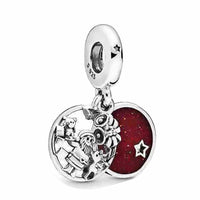 HKM-019347 Christmas Themed 925 Sterling Silver Beaded Bracelet with Santa Claus, Winnie the Pooh, Eeyore, and More