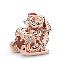 HKM-019347 Christmas Themed 925 Sterling Silver Beaded Bracelet with Santa Claus, Winnie the Pooh, Eeyore, and More