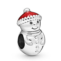 HKM-019347 Christmas Themed 925 Sterling Silver Beaded Bracelet with Santa Claus, Winnie the Pooh, Eeyore, and More