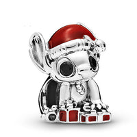 HKM-019347 Christmas Themed 925 Sterling Silver Beaded Bracelet with Santa Claus, Winnie the Pooh, Eeyore, and More