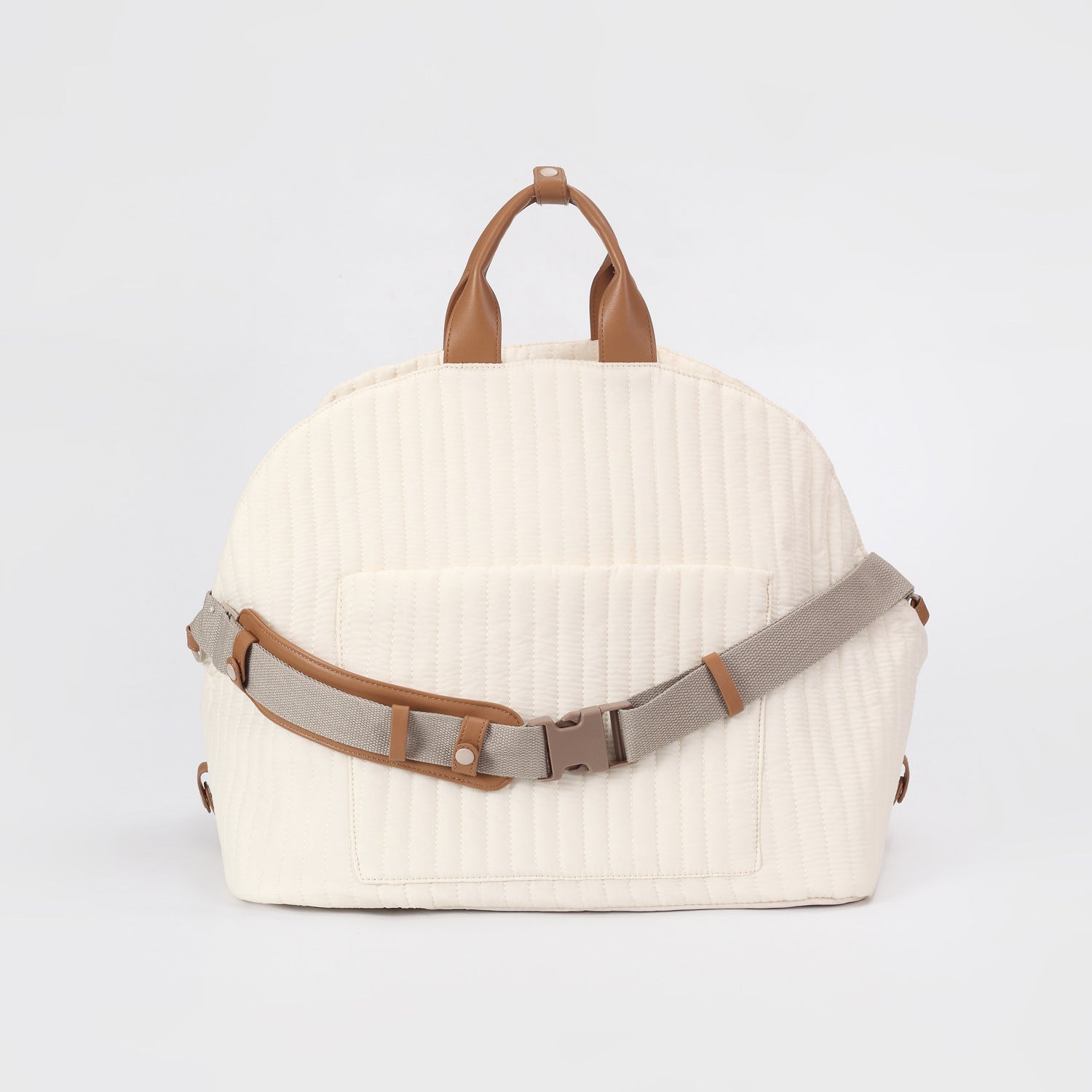 HKM-019347 Spacious Soft-Sided Pet Carrier Bag with Stripes in Gray Green, Pink, or Beige