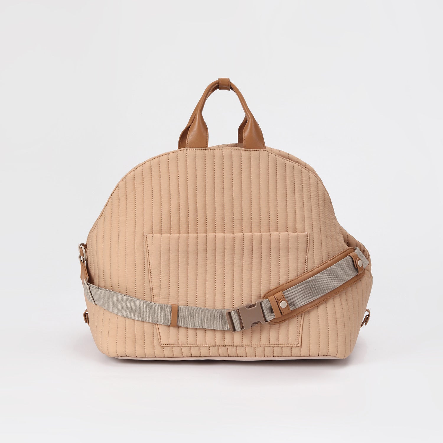 HKM-019347 Spacious Soft-Sided Pet Carrier Bag with Stripes in Gray Green, Pink, or Beige