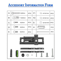 HKM-019411 32-65 Inch TV Wall Mount Bracket with Adjustable Tilt, Load Capacity 35kg, Space-Saving Design