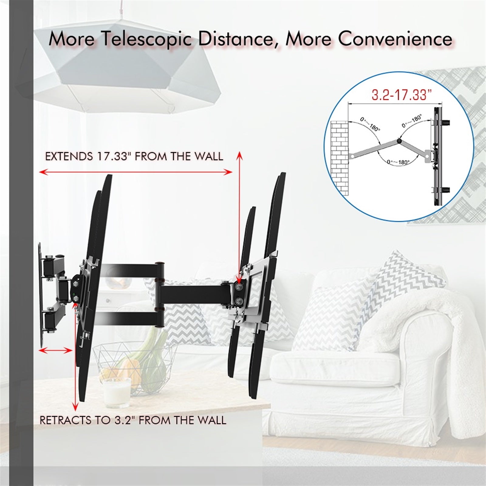 HKM-019411 32-65 Inch TV Wall Mount Bracket with Adjustable Tilt, Load Capacity 35kg, Space-Saving Design