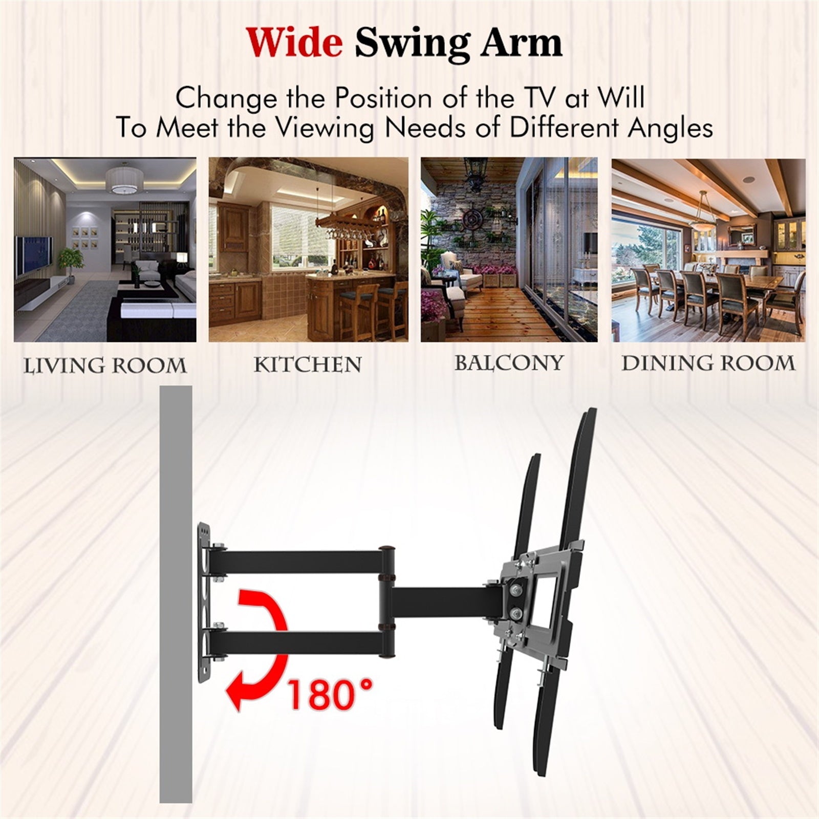 HKM-019411 32-65 Inch TV Wall Mount Bracket with Adjustable Tilt, Load Capacity 35kg, Space-Saving Design