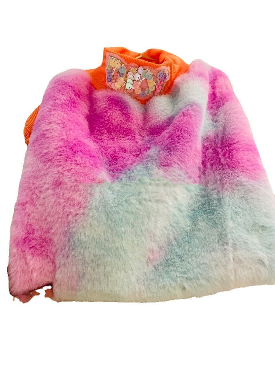 HKM-019475 Warm Thickened Velvet Dog Winter Clothing in Orange - Available Sizes XS to XXL