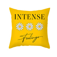 HKM-019603 Modern Yellow Daisy Floral Cushion Cover - Nordic Peach Skin Velvet Pillow Case 45x45cm