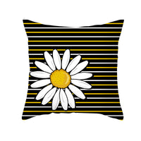 HKM-019603 Modern Yellow Daisy Floral Cushion Cover - Nordic Peach Skin Velvet Pillow Case 45x45cm