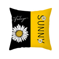 HKM-019603 Modern Yellow Daisy Floral Cushion Cover - Nordic Peach Skin Velvet Pillow Case 45x45cm