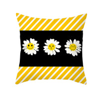 HKM-019603 Modern Yellow Daisy Floral Cushion Cover - Nordic Peach Skin Velvet Pillow Case 45x45cm