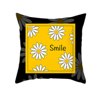 HKM-019603 Modern Yellow Daisy Floral Cushion Cover - Nordic Peach Skin Velvet Pillow Case 45x45cm