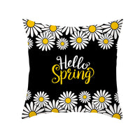 HKM-019603 Modern Yellow Daisy Floral Cushion Cover - Nordic Peach Skin Velvet Pillow Case 45x45cm