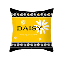 HKM-019603 Modern Yellow Daisy Floral Cushion Cover - Nordic Peach Skin Velvet Pillow Case 45x45cm