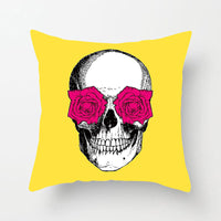 HKM-019603 Modern Yellow Daisy Floral Cushion Cover - Nordic Peach Skin Velvet Pillow Case 45x45cm