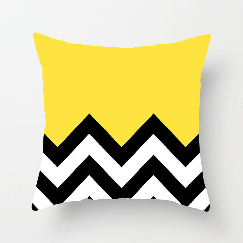 HKM-019603 Modern Yellow Daisy Floral Cushion Cover - Nordic Peach Skin Velvet Pillow Case 45x45cm