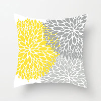 HKM-019603 Modern Yellow Daisy Floral Cushion Cover - Nordic Peach Skin Velvet Pillow Case 45x45cm