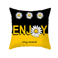 HKM-019603 Modern Yellow Daisy Floral Cushion Cover - Nordic Peach Skin Velvet Pillow Case 45x45cm