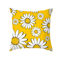 HKM-019603 Modern Yellow Daisy Floral Cushion Cover - Nordic Peach Skin Velvet Pillow Case 45x45cm