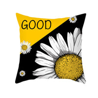 HKM-019603 Modern Yellow Daisy Floral Cushion Cover - Nordic Peach Skin Velvet Pillow Case 45x45cm