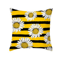 HKM-019603 Modern Yellow Daisy Floral Cushion Cover - Nordic Peach Skin Velvet Pillow Case 45x45cm