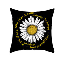 HKM-019603 Modern Yellow Daisy Floral Cushion Cover - Nordic Peach Skin Velvet Pillow Case 45x45cm