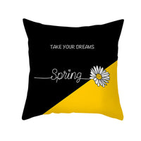 HKM-019603 Modern Yellow Daisy Floral Cushion Cover - Nordic Peach Skin Velvet Pillow Case 45x45cm