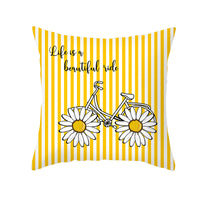 HKM-019603 Modern Yellow Daisy Floral Cushion Cover - Nordic Peach Skin Velvet Pillow Case 45x45cm