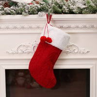 HKM-019667 Knitted Striped Wool Christmas Socks in White, Red, and Green