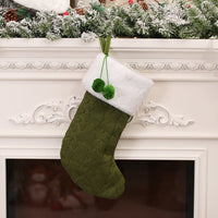 HKM-019667 Knitted Striped Wool Christmas Socks in White, Red, and Green