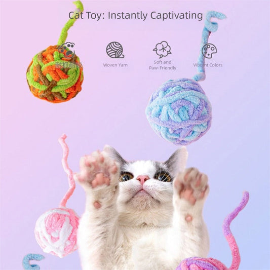 HKM-019667 Pet Silent Cat Toy, Wool Ball, Cat Toy Ball, Plush, Boring, Durable, Teeth Grinding, Playing With Little Cats, Chewing, Cat Toy Stick