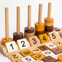 HKM-019795 Montessori Wooden Math Abacus Number Blocks for Early Preschool Learning, Age 3+