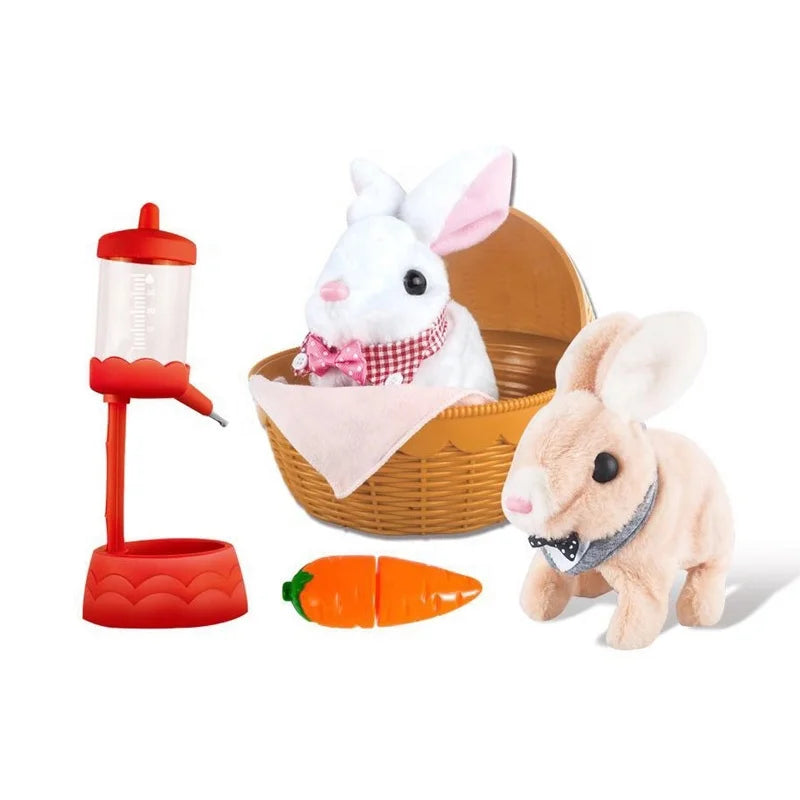 Electric Battery Operated Plush Rabbit Doll with Walking Function for Kids Ages 3 and Up
