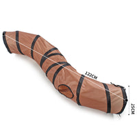 HKM-020051 Collapsible Cat Tunnel Toy - S-Shaped Polyester in Brown, Black, and Lake Blue