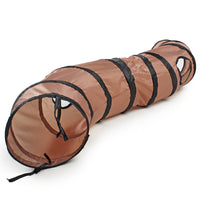 HKM-020051 Collapsible Cat Tunnel Toy - S-Shaped Polyester in Brown, Black, and Lake Blue