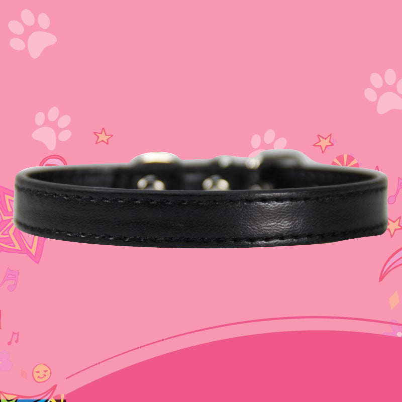 HKM-020051 Durable PU Pet Collar with Wire Buckle for Dogs and Cats