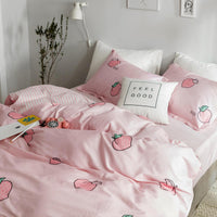 HKM-020051 Korean Style Four-Piece Twill Bedding Set with Floral Design for 1.5m and 1.8m Beds