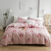 HKM-020051 Korean Style Four-Piece Twill Bedding Set with Floral Design for 1.5m and 1.8m Beds