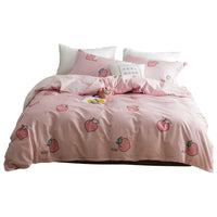 HKM-020051 Korean Style Four-Piece Twill Bedding Set with Floral Design for 1.5m and 1.8m Beds