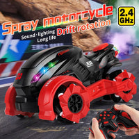 HKM-020051 Remote Control Spray Stunt Motorcycle with Drift and Rotation Features – High Speed Electric RC Car, Indoor/Outdoor Use