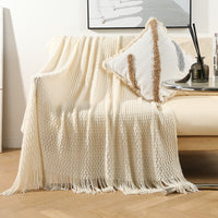 HKM-020115 Knitted Acrylic Nap Blanket with Tassels in Various Patterns and Sizes
